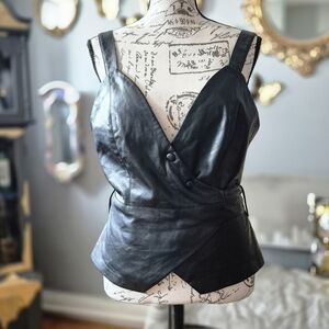 NWT Lulu's Goth Black Pleather Top Large